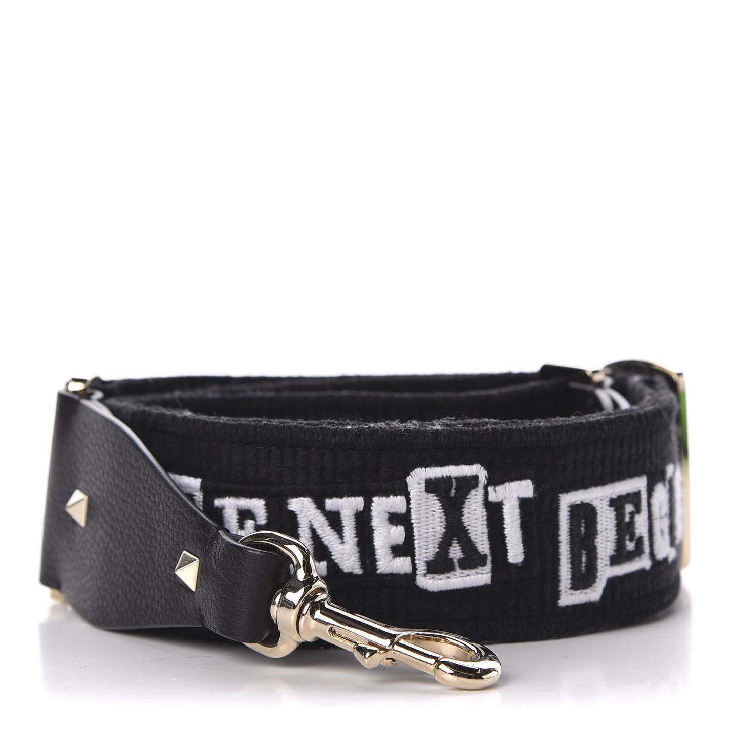 X JAMIE REID Canvas Embroidered Rockstud Guitar Strap Black