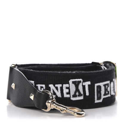 Valentino Garavani X JAMIE REID Canvas Embroidered Rockstud Guitar Strap Black 1 of 5