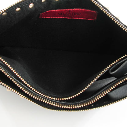Valentino Garavani Vitello Rockstud Zip Wristlet Pouch Black 5 of 8