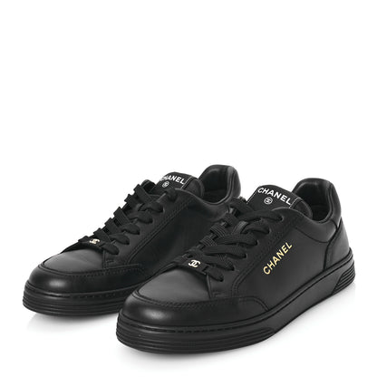 Chanel Calfskin Womens CC Logo Sneakers 38.5 Black 3 of 10