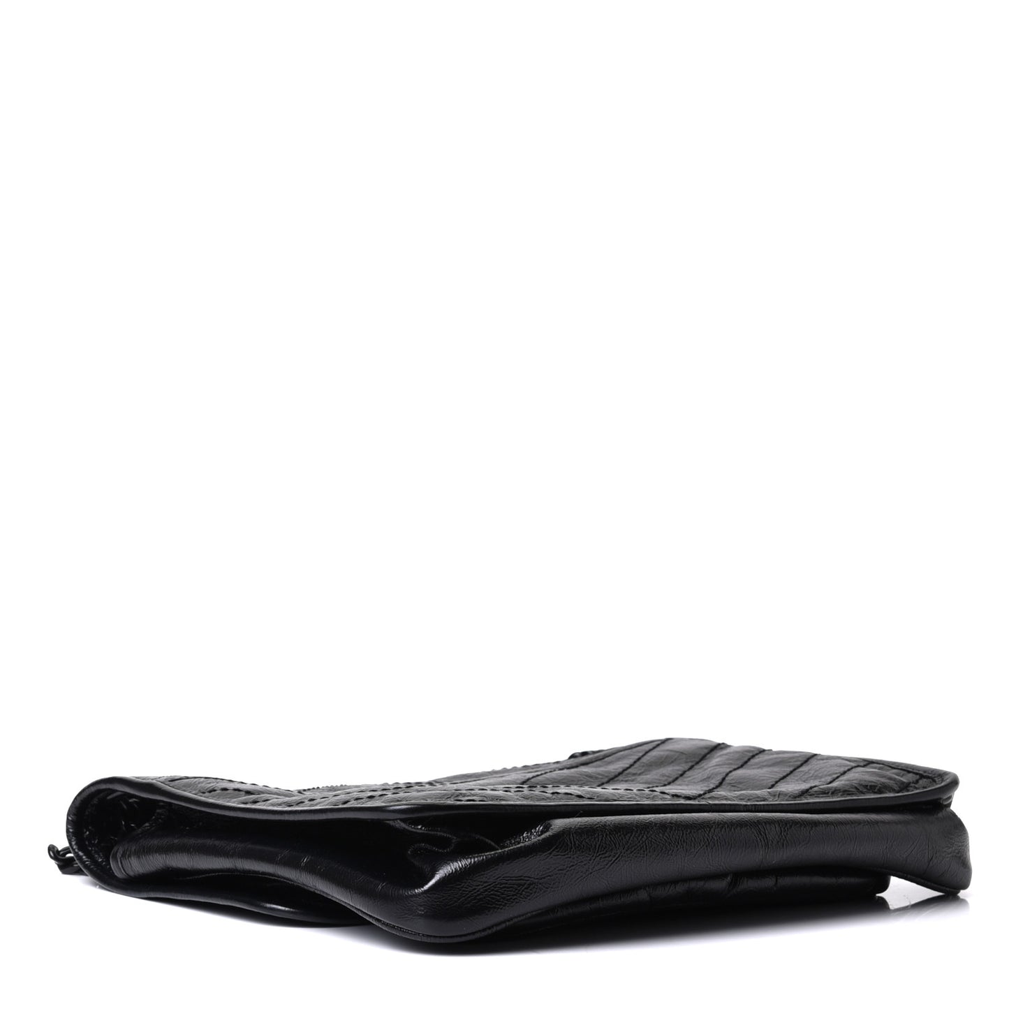 Crinkled Calfskin Matelasse Monogram Medium Niki Chain Satchel Black