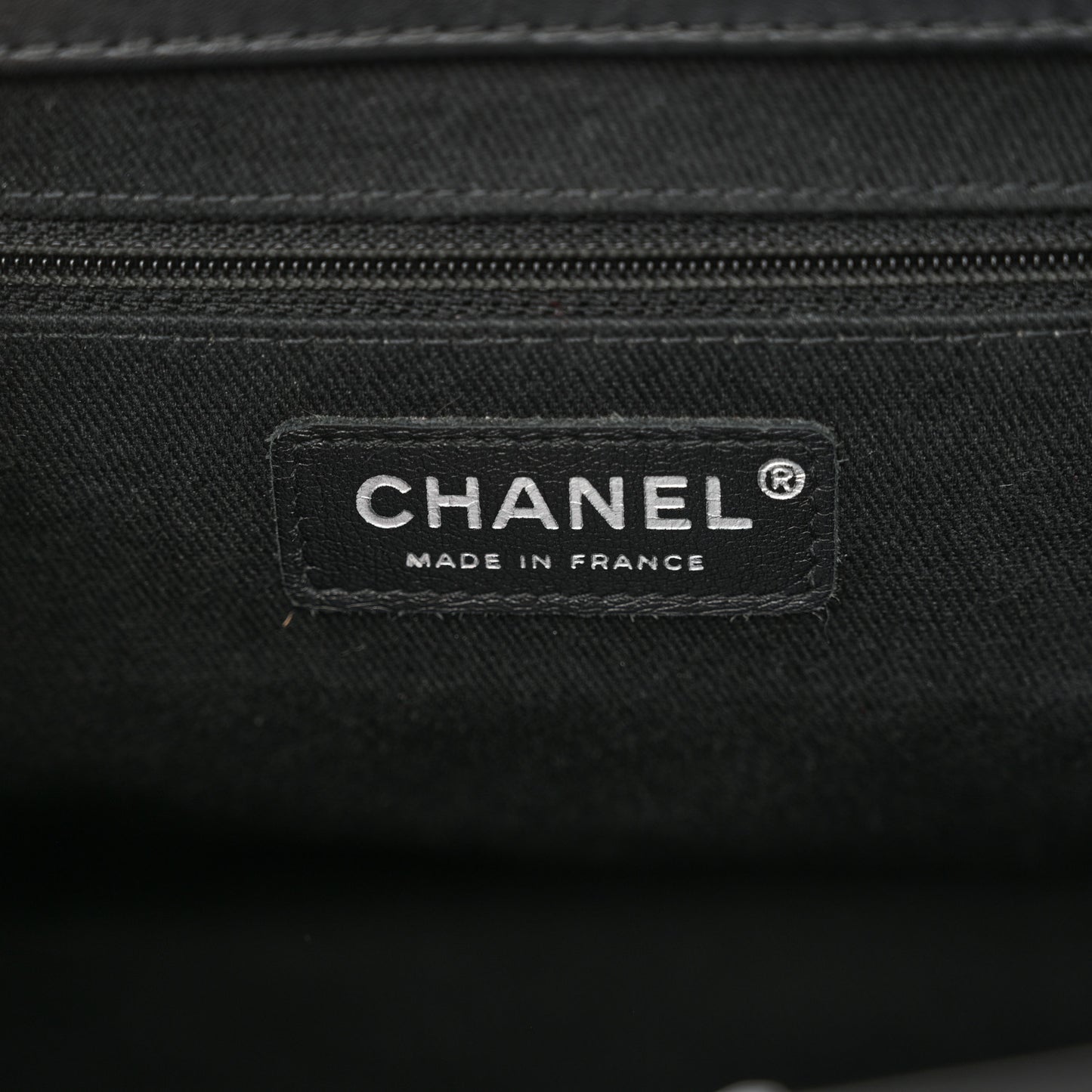 Patent Quilted Timeless CC Shopping Tote Black