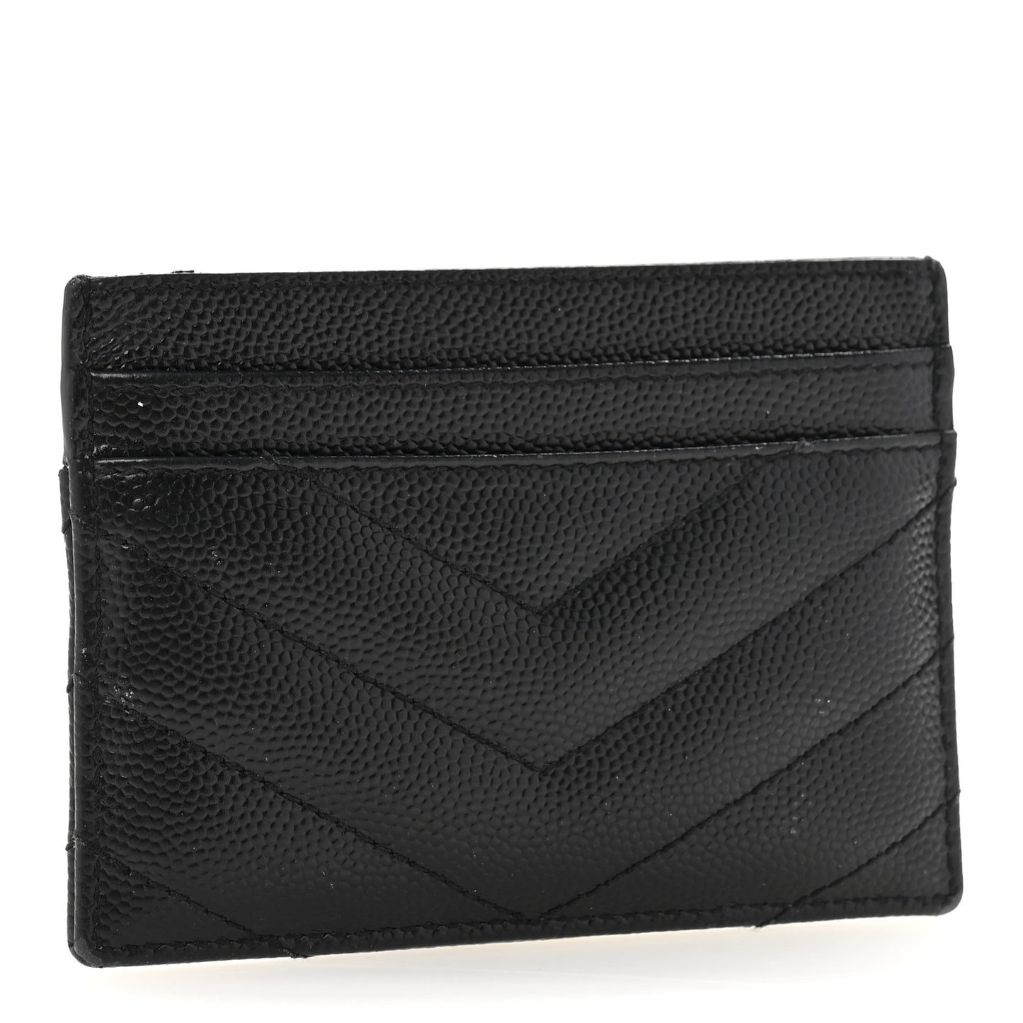 Grain De Poudre Matelasse Chevron Monogram Credit Card Case Black