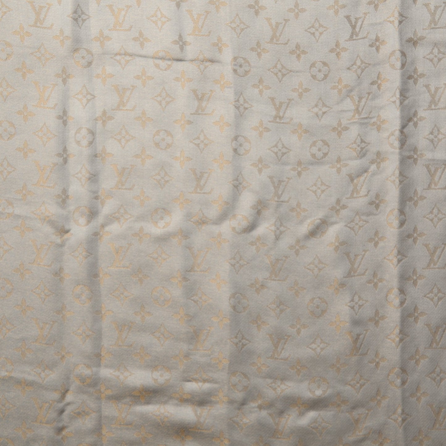 Silk Wool Monogram Shine Shawl Beige