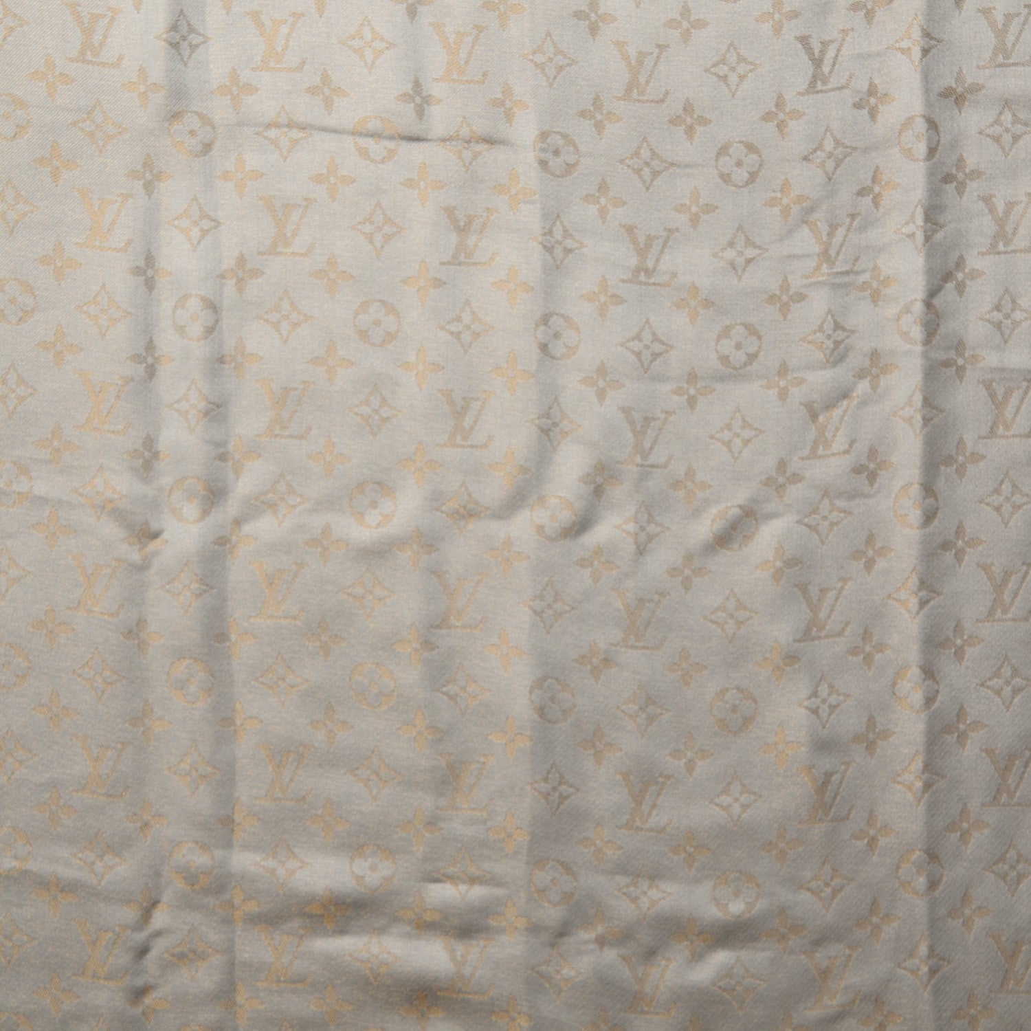 Louis Vuitton Silk Wool Monogram Shine Shawl Beige 1 of 5