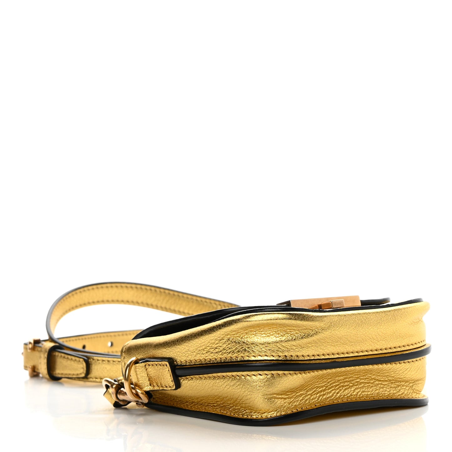 Metallic Grained Calfskin Mini Betty Satchel Gold