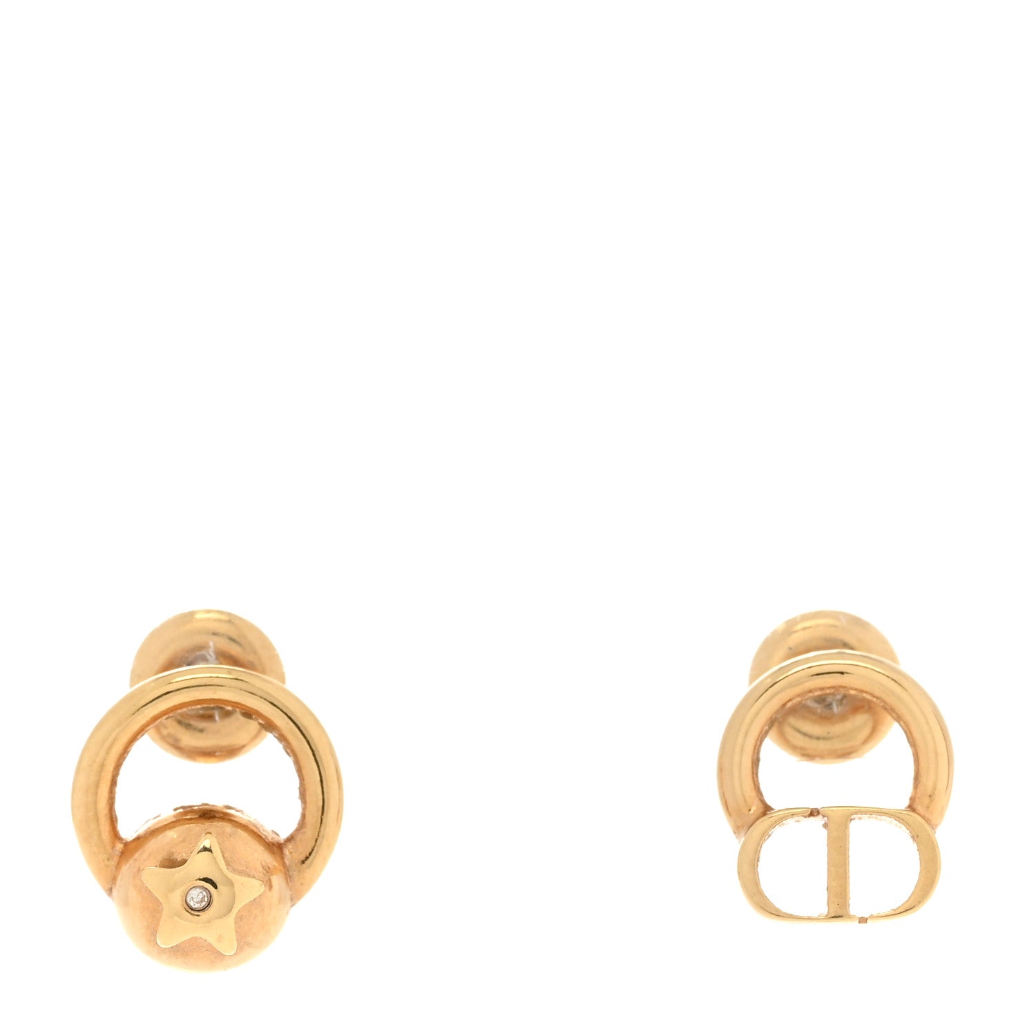 Christian Dior Metal CD Stud Earrings Gold 1 of 4