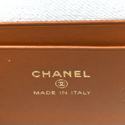 Chanel Washed Denim Calfskin Quilted Top Handle Slim Vanity Case With Chain Blue Brown 6 of 11