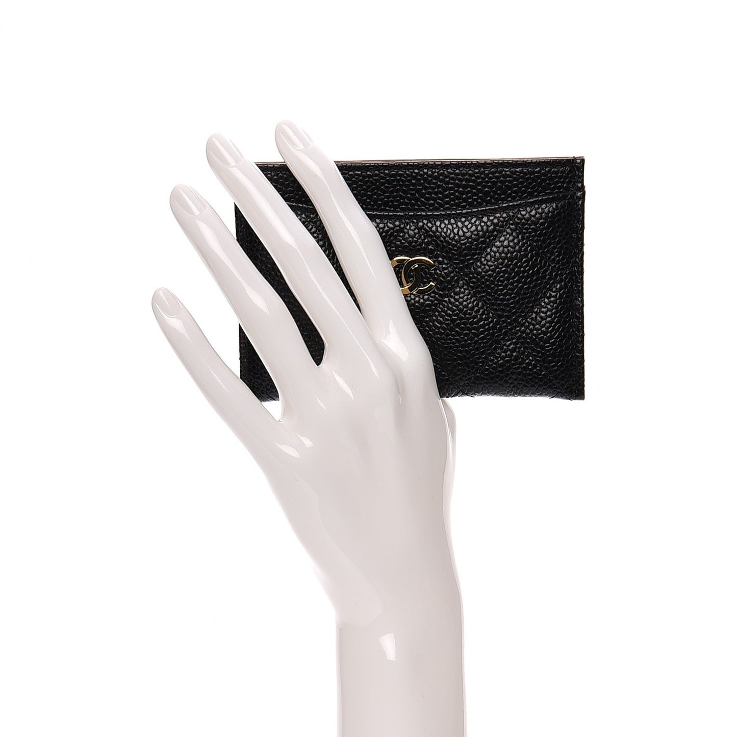 Caviar Quilted Card Holder Black
