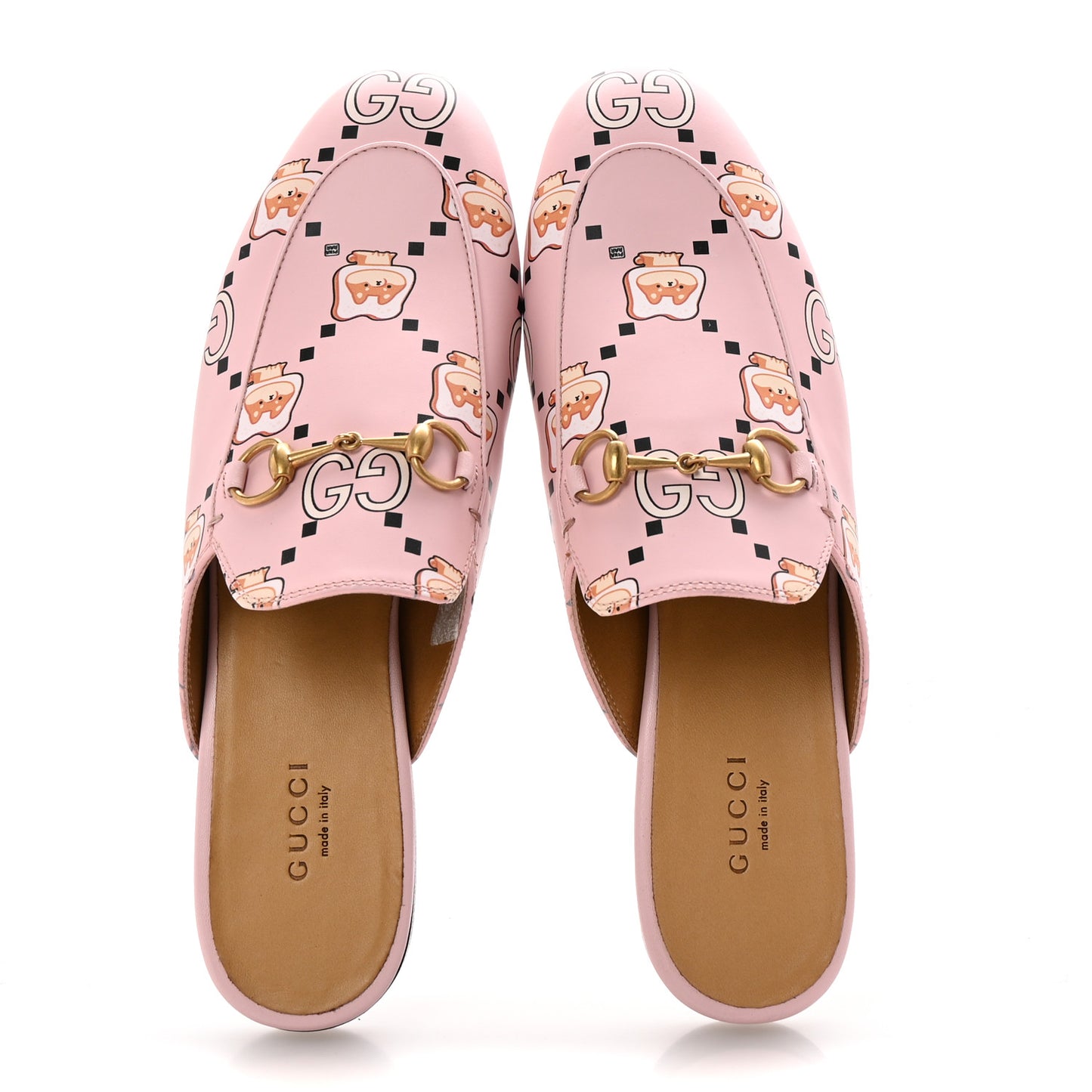 X PIKARAR Calfskin Monogram Print Womens Princetown Slippers 38.5 Pink Multicolor