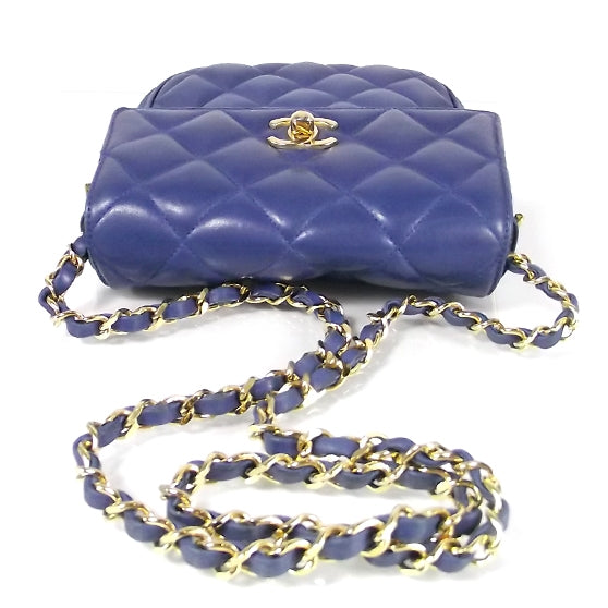 Chanel Vintage Lambskin Quilted Mini Flap Royal Blue 4 of 7