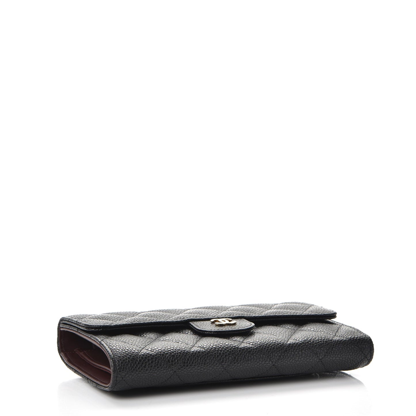 Caviar Quilted Large Flap Wallet Black