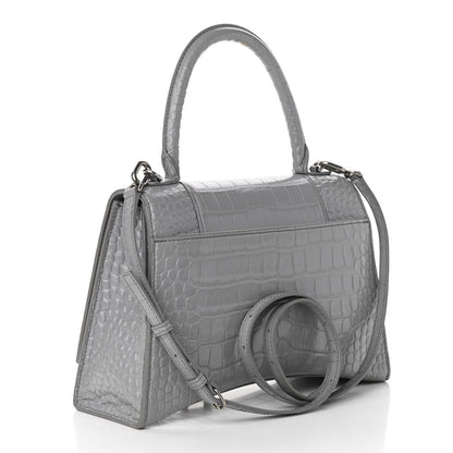 Balenciaga Shiny Calfskin Crocodile Embossed Medium Hourglass Top Handle Bag Balenciaga Grey 3 of 17