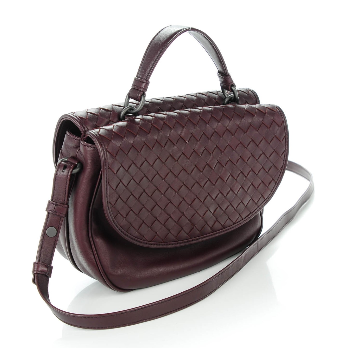 Nappa Intrecciato Double Sided Crossbody Bag Aubergine