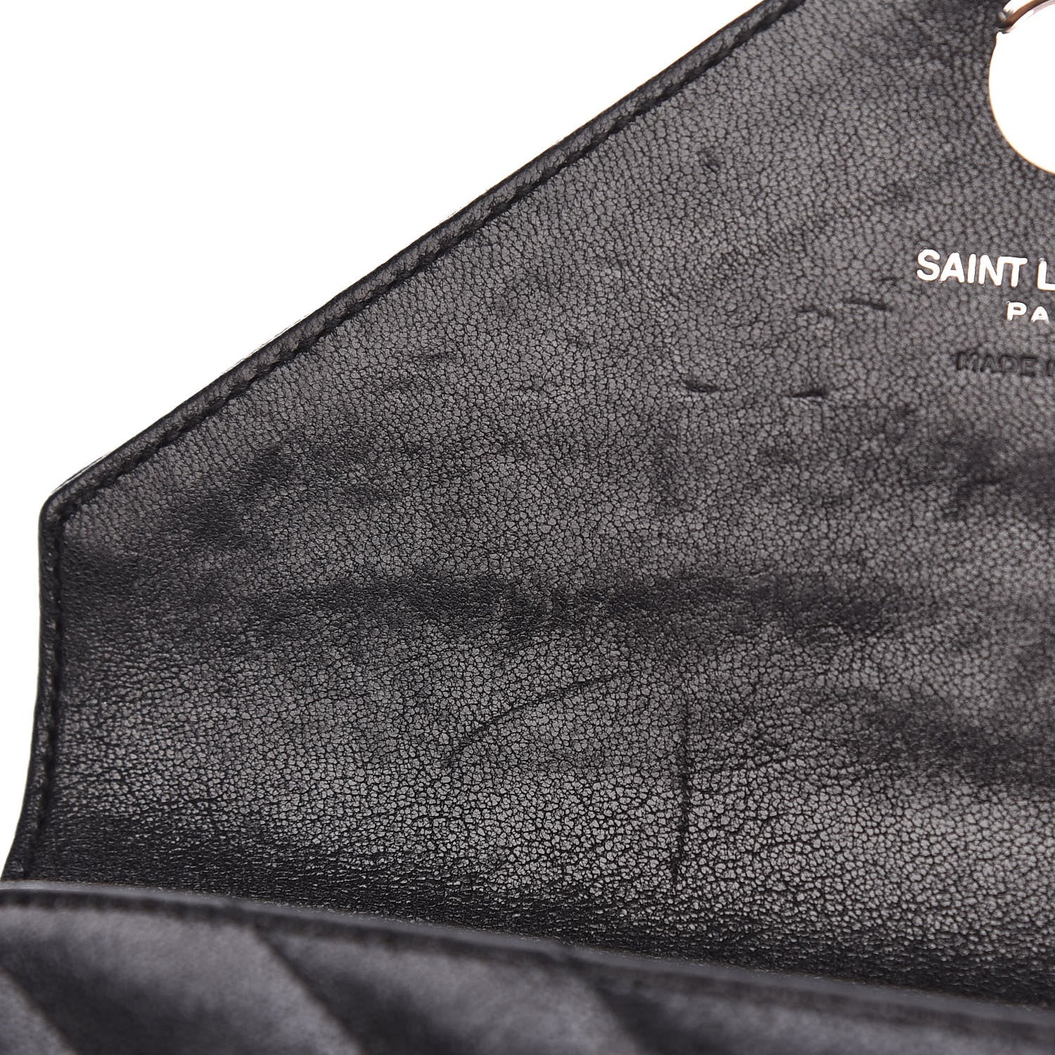 Saint Laurent Sheepskin Matelasse Chevron Monogram College Chain Wallet Black 10 of 14