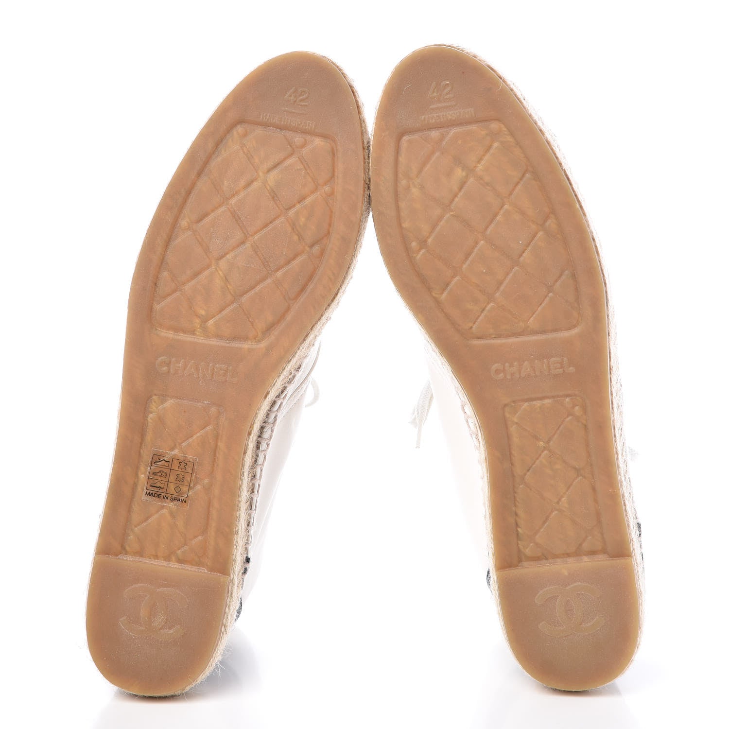 Chanel Lambskin Cap Toe Lace Up Espadrilles 42 White Black 8 of 8