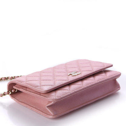 Chanel Iridescent Caviar Quilted Wallet on Chain WOC Pink 4 of 12