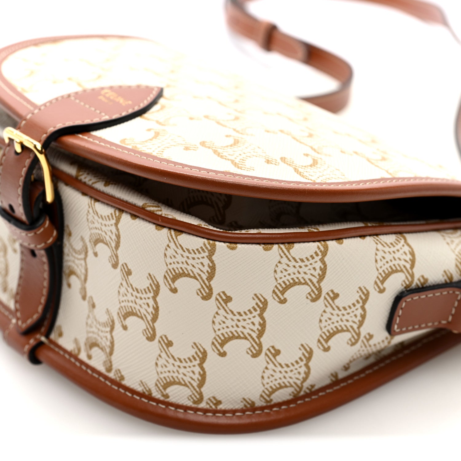 Celine Triomphe Canvas Medium Folco Bag White 8 of 9