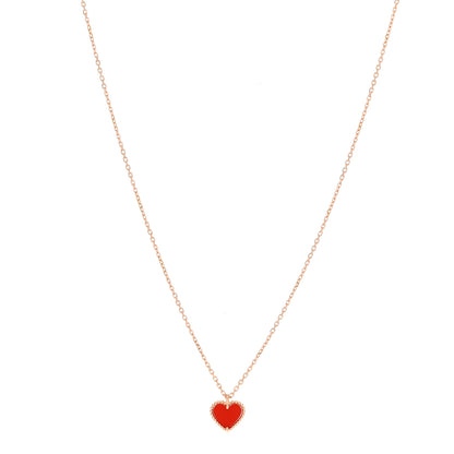 Van Cleef & Arpels 18K Rose Gold Carnelian Sweet Alhambra Heart Pendant Necklace 1 of 6