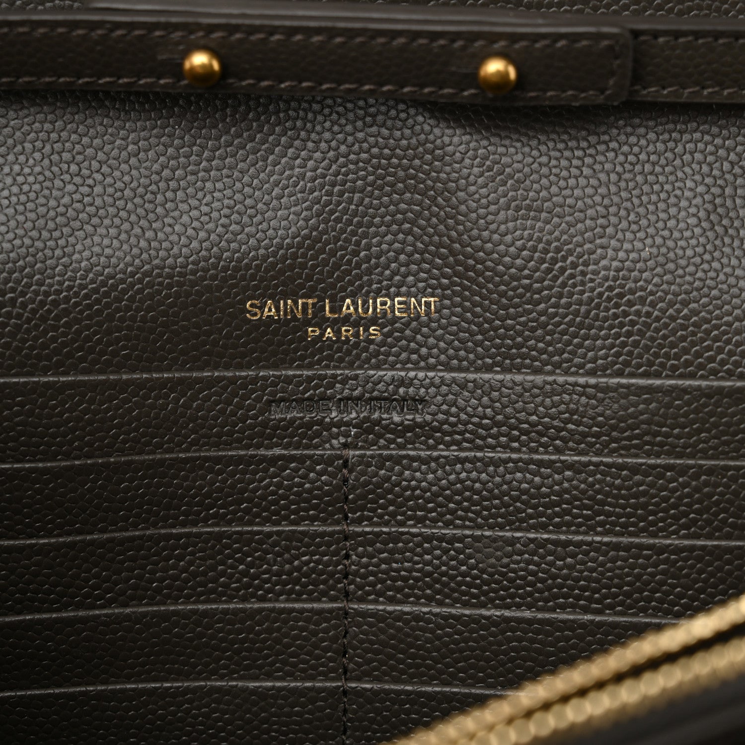 Saint Laurent Grain De Poudre Matelasse Chevron Monogram Chain Wallet Pebble 6 of 11
