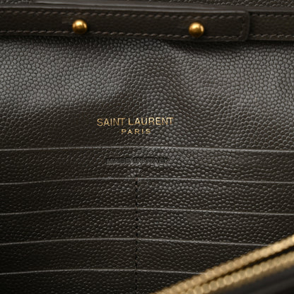 Saint Laurent Grain De Poudre Matelasse Chevron Monogram Chain Wallet Pebble 6 of 11