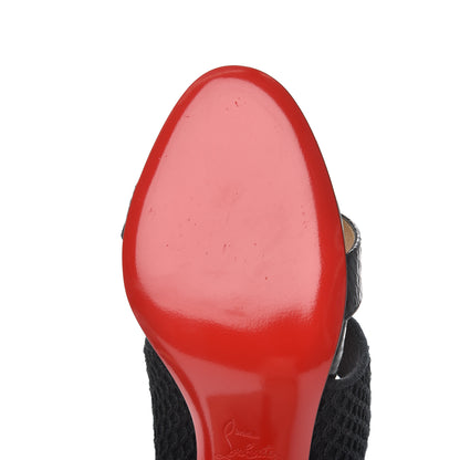 Christian Louboutin Calfskin Mesh Snakeskin Embossed Georgette 85 Sandals 37 Black 10 of 11
