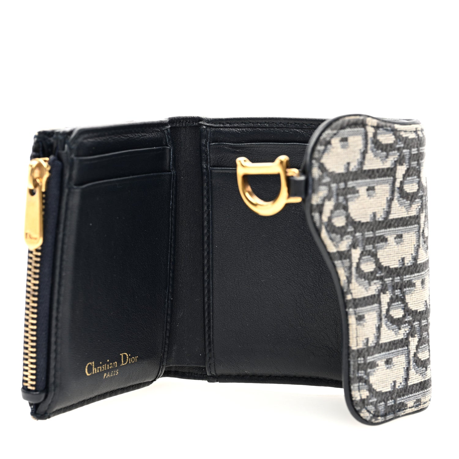 Christian Dior Oblique Saddle Lotus Wallet Blue 5 of 7
