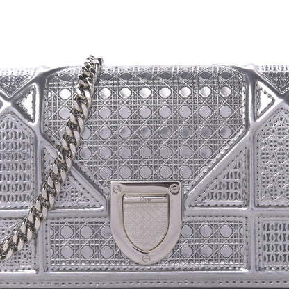 Christian Dior Metallic Patent Micro-Cannage Baby Diorama Flap Bag Silver 8 of 8