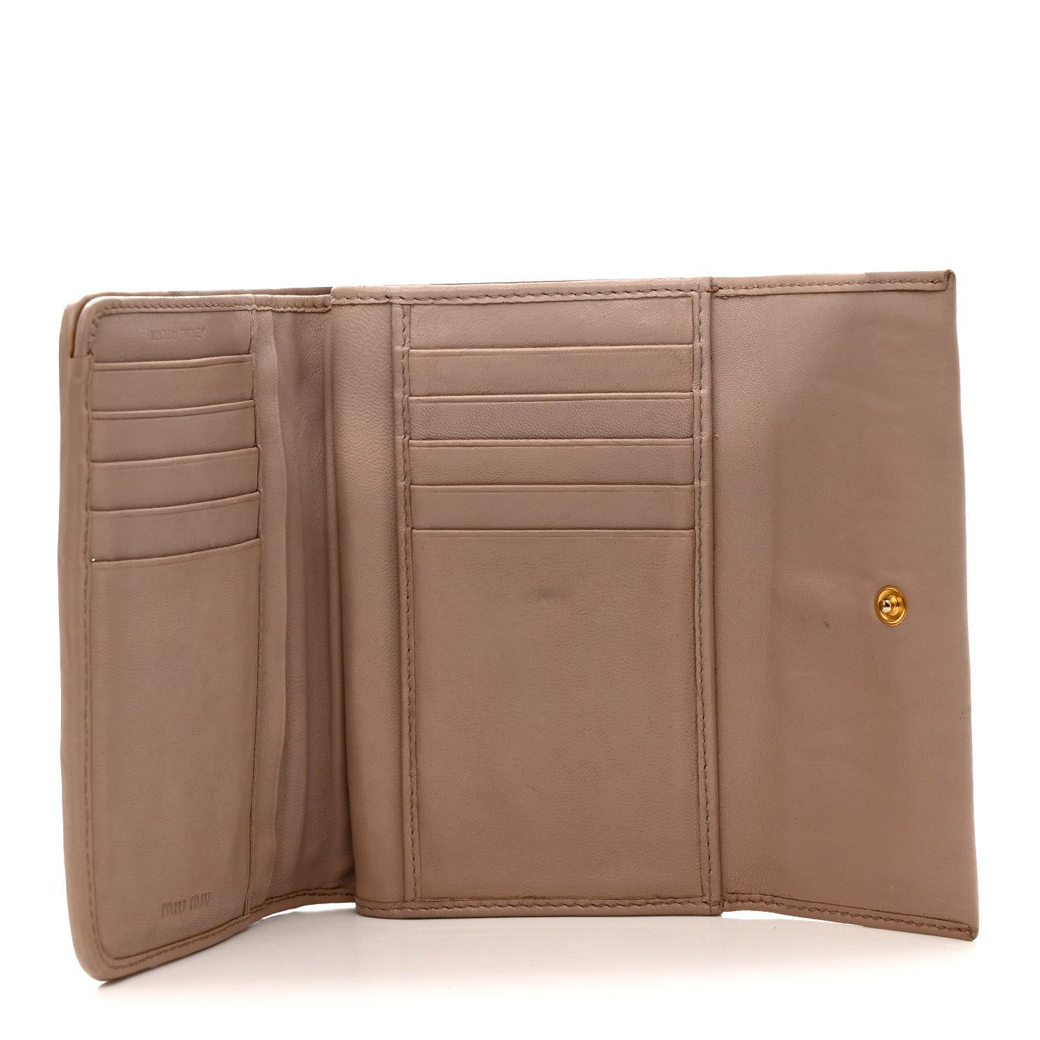 Miu Miu Nappa Matelasse Flap Tri-Fold Wallet Cammeo 5 of 10