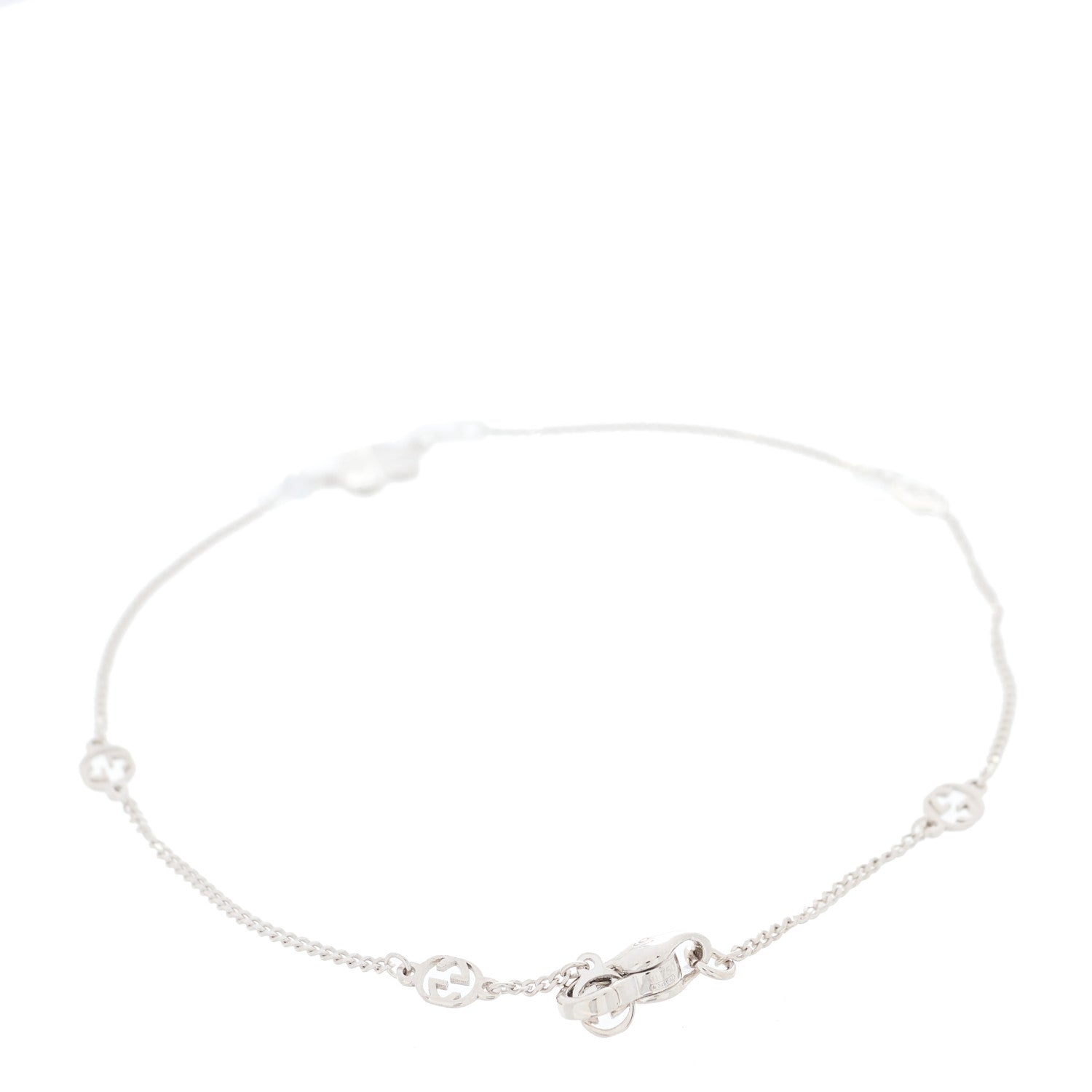Gucci 18K White Gold Diamond Heart GG Station Bracelet 2 of 4