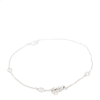 Gucci 18K White Gold Diamond Heart GG Station Bracelet 2 of 4