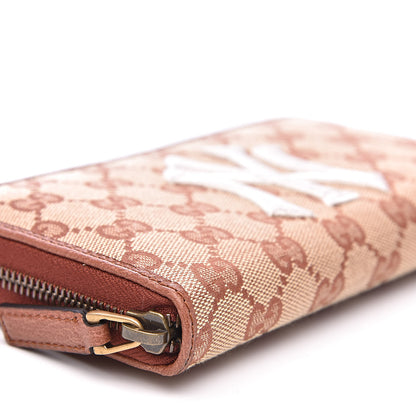 Gucci X MLB GG Monogram NY Yankees Zip Around Wallet Beige Ruggine Ivory 8 of 9