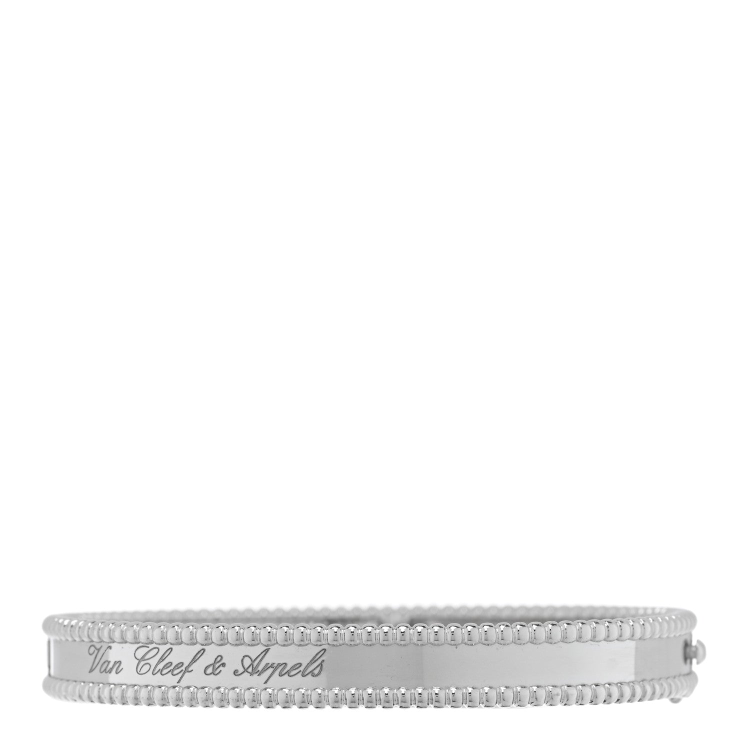 Van Cleef & Arpels 18K White Gold Perlee Signature Bangle Bracelet M 1 of 3