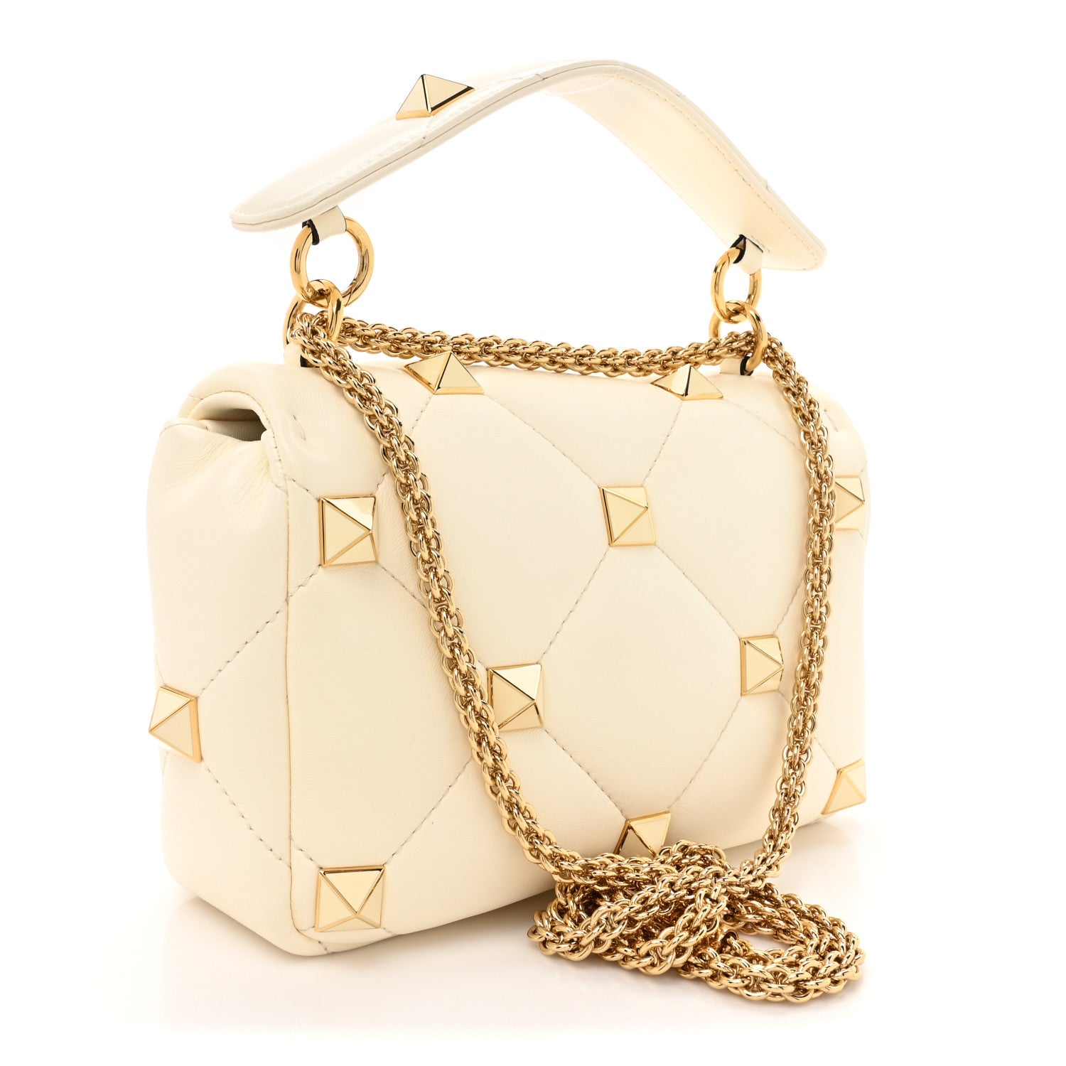 Valentino Garavani Nappa Enamel Medium Roman Stud Shoulder Bag Bag Ivory 3 of 9
