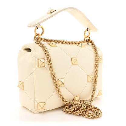 Valentino Garavani Nappa Enamel Medium Roman Stud Shoulder Bag Bag Ivory 3 of 9