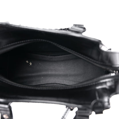 Balenciaga Semi Shiny Calfskin Crocodile Embossed Neo Classic Black Hardware Mini City Black 5 of 14