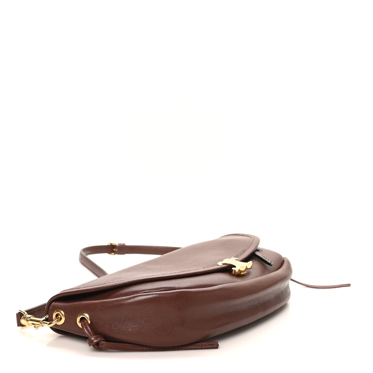 Shiny Lambskin Soft Triomphe Little Half Moon Bag Brick