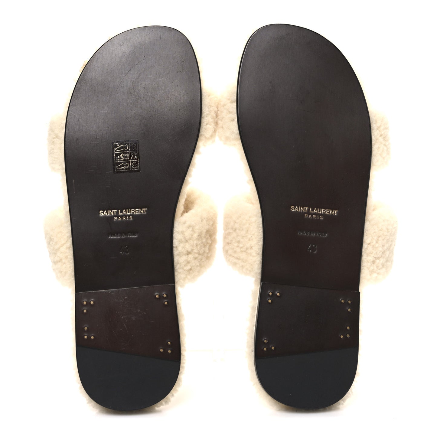 Shearling Mens Bleach Flat Slide Sandals 43 Naturale