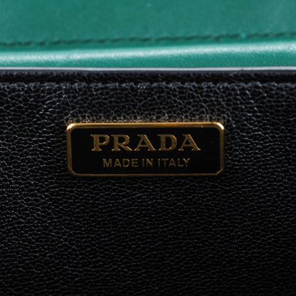 Prada City Calf Saffiano Cahier Bag Billiard Green Black 6 of 7