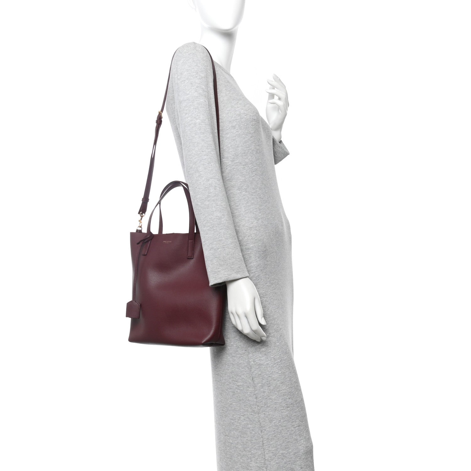 Saint Laurent Calfskin Toy Shopping Tote Dark Red 2 of 9