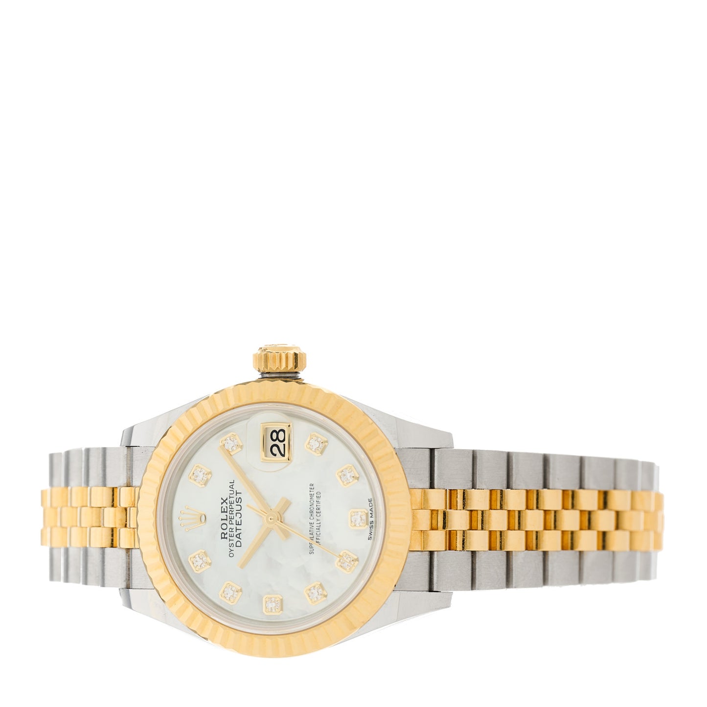Stainless Steel 18K Yellow Gold Diamond Mother of Pearl 28mm Oyster Perpetual Datejust Watch 279173