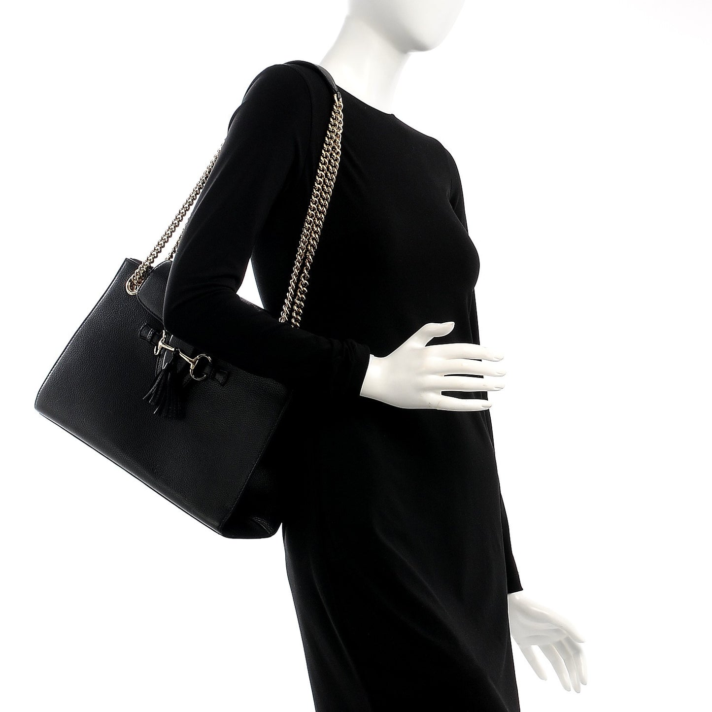 Cellarius Calfskin Large Emily Chain Shoulder Bag Black