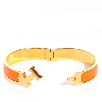 Hermes Narrow Enamel Clic Clac H Bracelet PM Orange 4 of 5