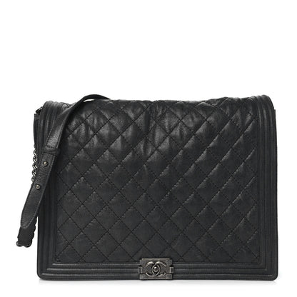 Chanel Goatskin Quilted Large Gentle Boy Flap Black 1 of 9