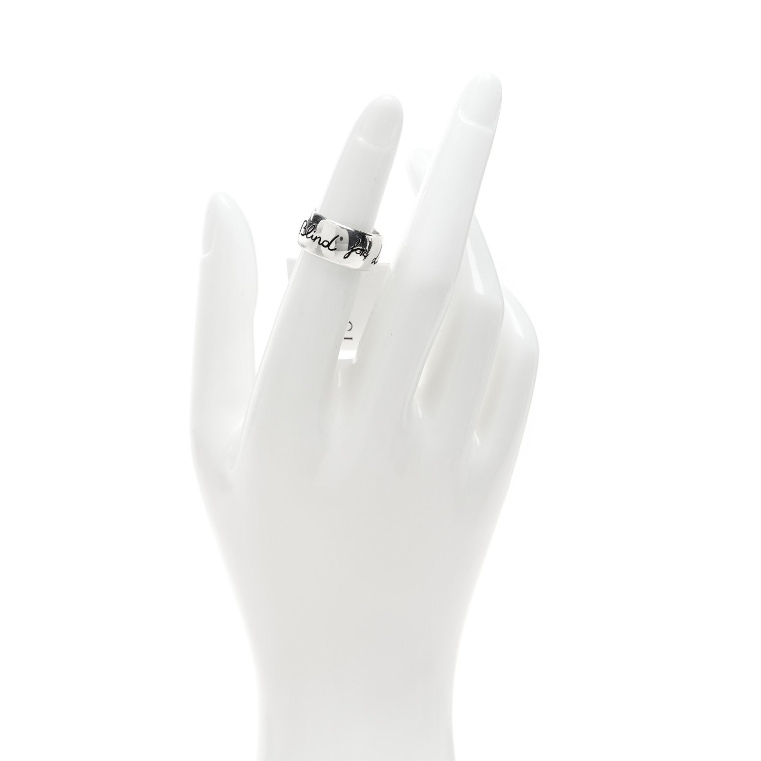 Gucci Sterling Silver Wide Blind for Love Band Ring 48 4.5 4 of 8