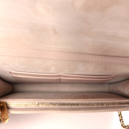 Christian Dior Lambskin Cannage Dioraddict Wallet on Chain Clutch Rose Poudre 5 of 9