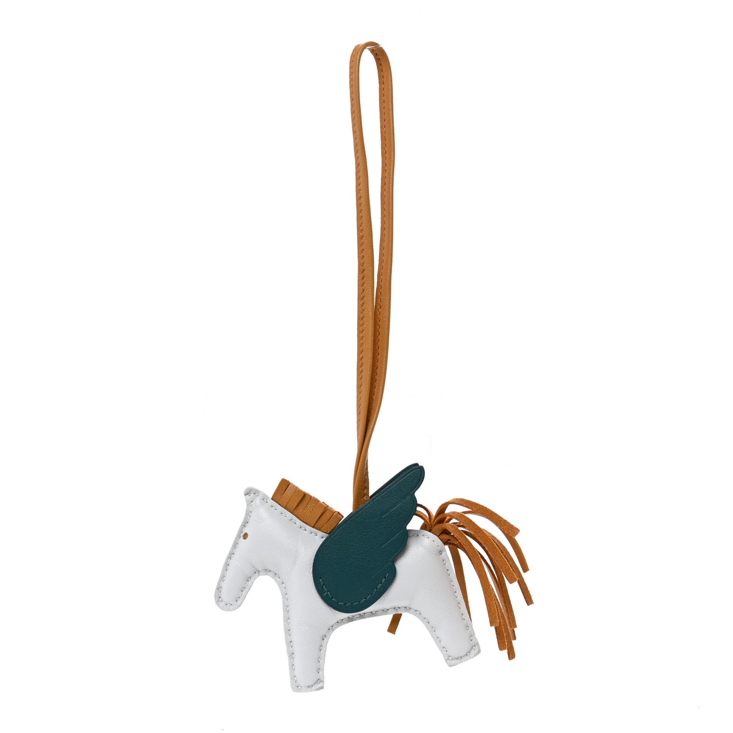 Milo Lambskin Grigri Rodeo Pegase Horse Bag Charm PM Bleu Brume Sesame Vert Bosphore