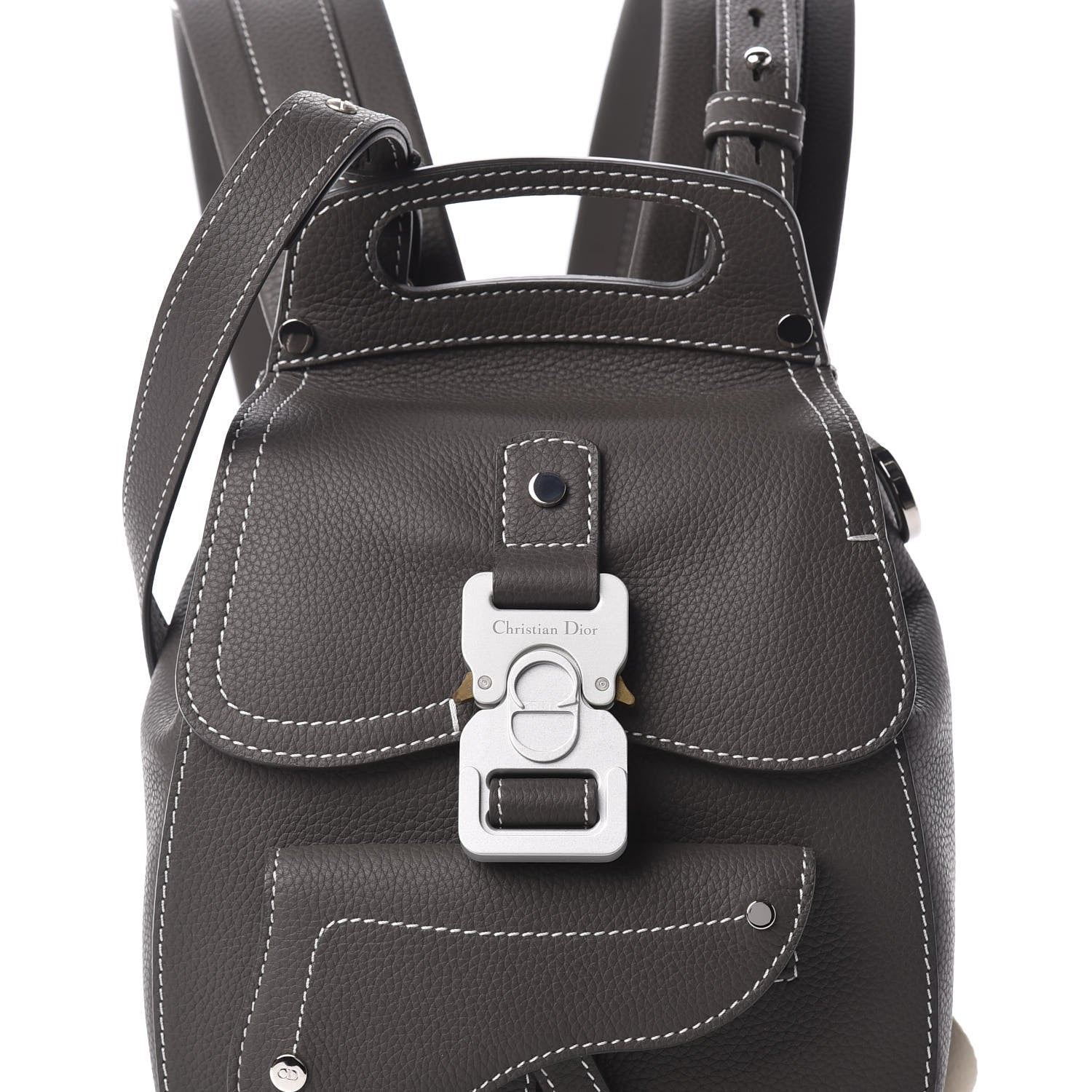 Christian Dior Grained Calfskin Mini Saddle Backpack Grey 9 of 9