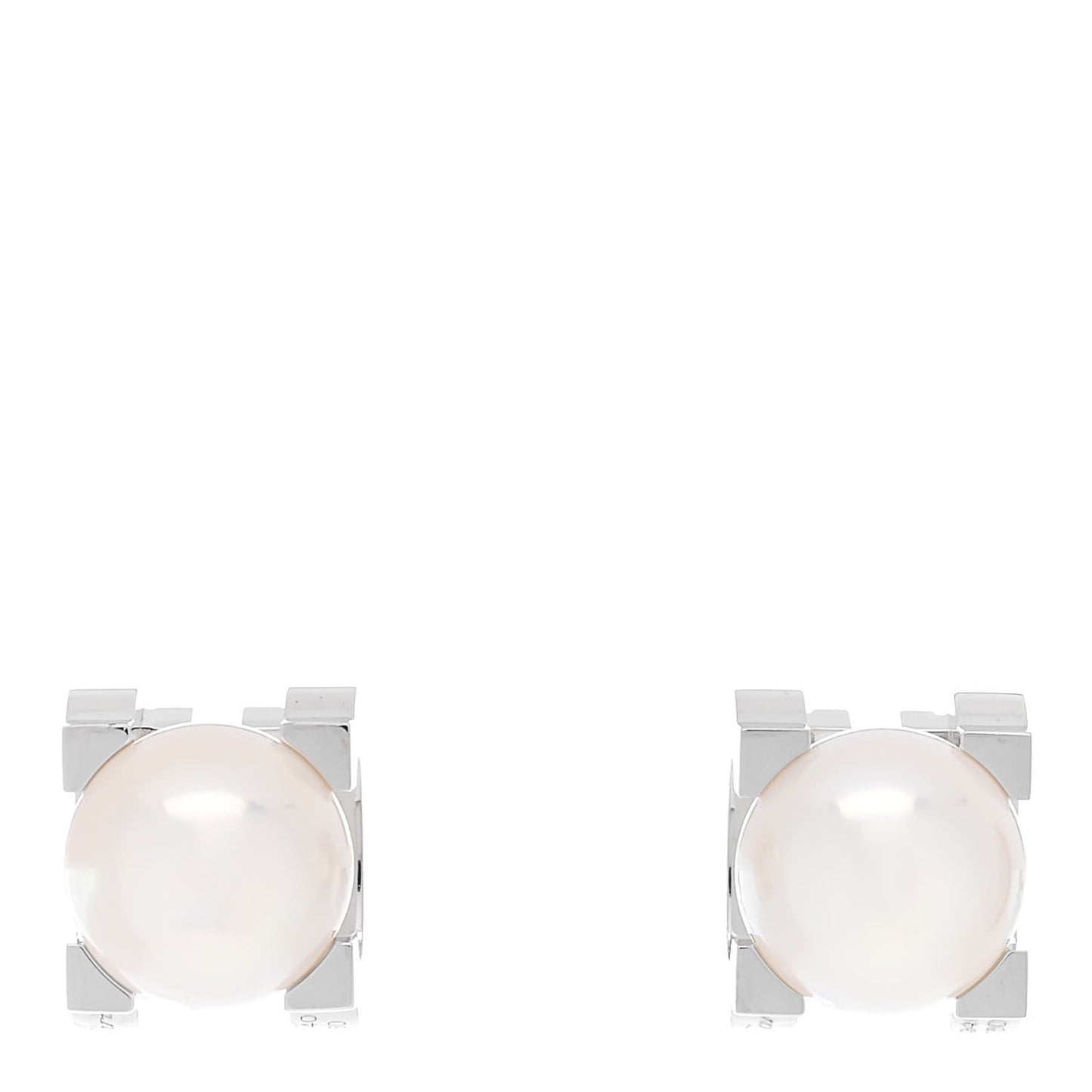 18K White Gold Akoya Cultured Pearl C de Cartier Earrings