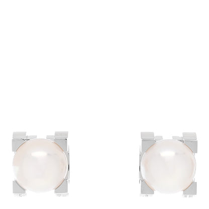 Cartier 18K White Gold Akoya Cultured Pearl C de Cartier Earrings 1 of 5